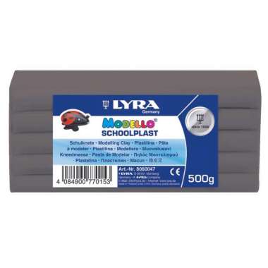 Lyra Modelling Clay Schoolplast - Lilin Plastisin Mainan Warna Warni 500 gram 8060 Grey