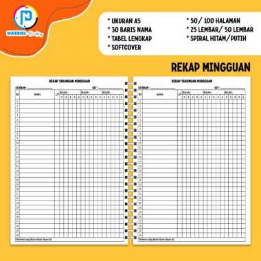 (NON CUSTOM) BUKU REKAP TABUNGAN ESTETIK AESTHETIC HARIAN A4/B5/A5 JILID SPIRAL A5 TABEL MINGGUAN + 