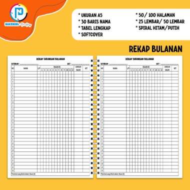 (NON CUSTOM) BUKU REKAP TABUNGAN ESTETIK AESTHETIC HARIAN A4/B5/A5 JILID SPIRAL A5 TABEL BULANAN + 5