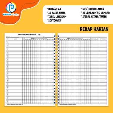 (NON CUSTOM) BUKU REKAP TABUNGAN ESTETIK AESTHETIC HARIAN A4/B5/A5 JILID SPIRAL A4 TABEL HARIAN + 50