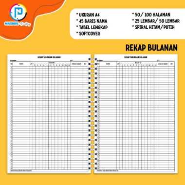 (NON CUSTOM) BUKU REKAP TABUNGAN ESTETIK AESTHETIC HARIAN A4/B5/A5 JILID SPIRAL A4 TABEL BULANAN + 2