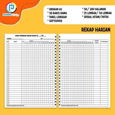(NON CUSTOM) BUKU REKAP TABUNGAN ESTETIK AESTHETIC HARIAN A4/B5/A5 JILID SPIRAL A5 TABEL HARIAN + 25