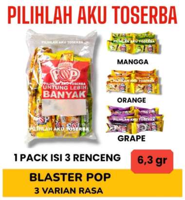 Lollipop Permen Blaster POP ASSORTED 3 Varian Rasa Buah - ( HARGA 1 PACK )