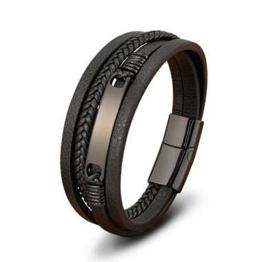 TOKO1973 RAUL GENUINE LEATHER BRACELET gelang tali gelang pria gelang kulit + FREE BREWYN POUCH BLAC