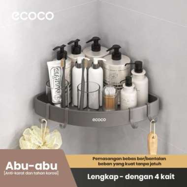 ECOCO Corner Shelf Alumunium - Rak segitiga kamar mandi untuk shower gel rak sampo toilet bebas pelu