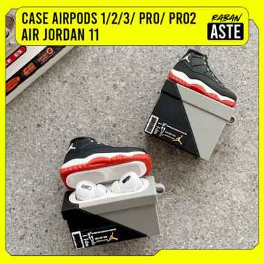 Case Airpods Cover Black Red AirPods gen 1 / 2 /3 / Pro / Pro 2 Earphone Jordan Pro 2