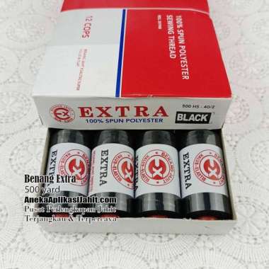 1 LUSIN BENANG JAHIT EXTRA 500 YARD HITAM & PUTIH Putih