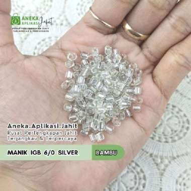 450 GRAM MOTE MANIK HOSEKI / ASY / HGB PASIR BAMBU 6/O SILVER BAMBU-SILVER