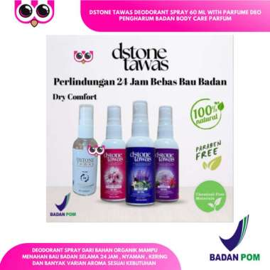 DSTONE TAWAS DEODORANT SPRAY 60 ML WITH PARFUME DEO PENGHARUM BADAN BODY CARE PARFUM ORIGINAL PUTIH