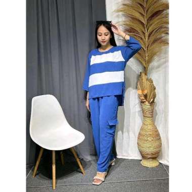pakaian set wanita blaster kekinian One Size biru