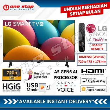 [GARANSI RESMI] LG 32LR600 / 32LR600BPSB HD SMART TV w/ α5 AI Processor Gen6 32 Inch