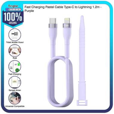 Ringke Kabel Data Apple iPhone iPad Macbook Cable C to Lightning Color 1.2m-Purple