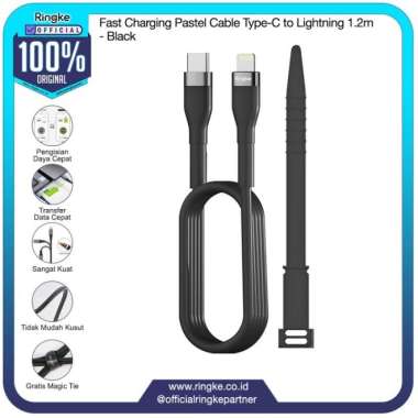 Ringke Kabel Data Apple iPhone iPad Macbook Cable C to Lightning Color 1.2m-Black