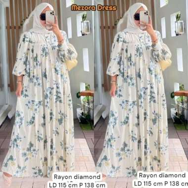 Aloora Dress | Dress Wanita Rayon Diamond Premium Gamis Terbaru Baju Muslim Bunga Kekinian LD 110 Cm