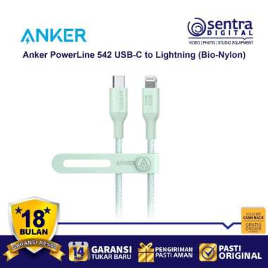 Kabel Anker 542 USB Type C To Lightning 3ft Bio-Based - A80B5 - GREEN