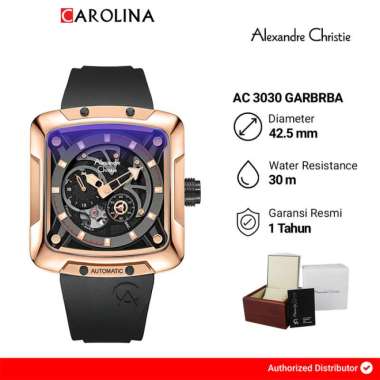 Jam Tangan Pria Alexandre Christie Chronograph AC 3030 GARBRBA Black Dial Black Rubber Strap