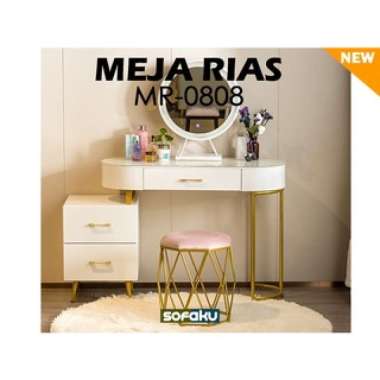 Meja Rias MR-0808 - Meja Rias Besi Gold Doff Laci Meja Hias Motif - Meja Rias Nakas Meja Make Up - M