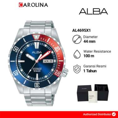 Jam Tangan Pria Alba Flagship AL4695X1 Automatic Blue Dial Stainless Steel Strap