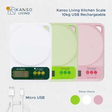 Kanso Living 10kg Timbangan Dapur Digital Rechargeable KL-KS674 White