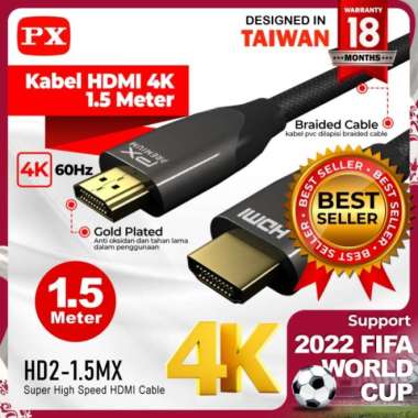 Kabel HDMI 4K High Speed ARC HDR Nylon Braided 1.5 Meter PX HD2 -1.5MX