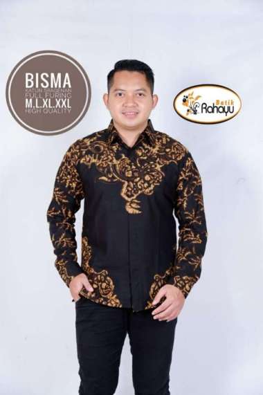 BISMA HITAM Kemeja Batik Pria Lengan Panjang Batik Solo Eksklusif M