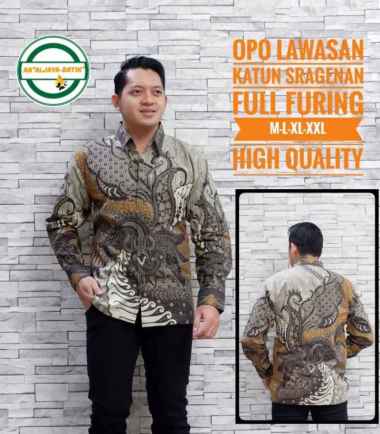 OPO LAWASAN Kemeja Batik Pria Lengan Panjang Batik Katun Primisima XL