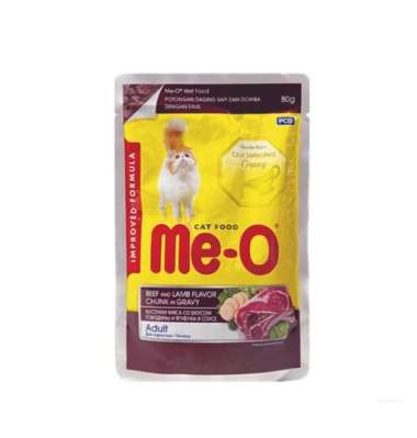 Meo Pouch 85gr Beef & Lamb - Makanan Kucing Basah
