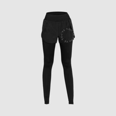 YouHave Celana Yoga Legging Celana Olahraga 2in1 Wanita High Waist Wanita Celana Hijab High Waist Po