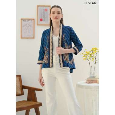 Evercloth Lestari Blazer Batik Wanita Outer Batik Perempuan Vest Luaran Batik Cewek Lengan Panjang S