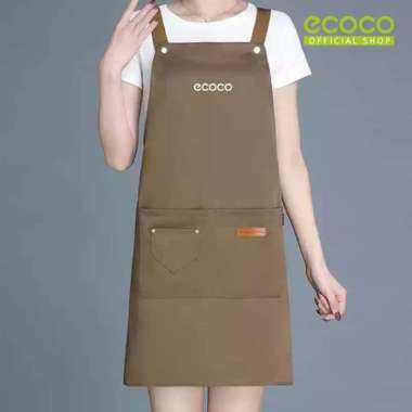 ECOCO Apron Waterproof Light Curry - Celemek Masak Wanita dan Pria Waterproof Bahan Tidak Mudah Sobe
