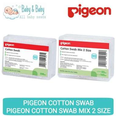 PIGEON Cotton Swab Isi 200pcs | PIGEON Cotton Swab Mix 2 Size - Cotton Bud Pakai Tempat Cotton Swab