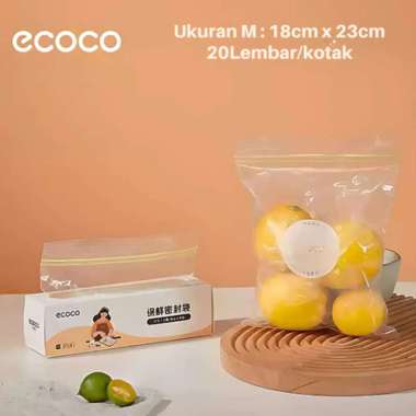 ECOCO Sealed Food Bag - Kantong Plastik Ziplock Tempat Penyimpanan Makanan Buah Sayur Kulkas Zipper 