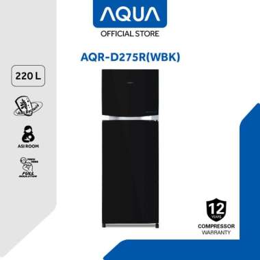AQUA Kulkas 2 Pintu AQR-D275R (WBK) - 220 Liter, Glass Door, Inverter, ASI BOX Default