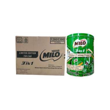 Nestle Milo Active-Go 3in1 Minuman Bubuk Cokelat Kaleng Tin 1 Karton (990gr x 12pcs)