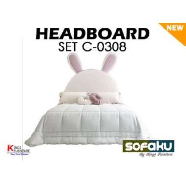 Headboard Set C-0308 - Rangka Tempat Tidur Anak Kayu Solid Lapis Kulit Kepala Ranjang Bed Anak Kasur
