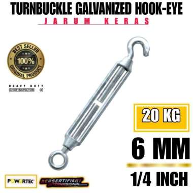 TURNBUCKLE 6 MM POWERTEC / JARUM KERAS GALV HOOK & EYE M6 SPAN SKRUP
