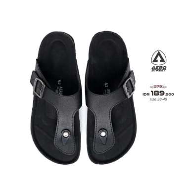 Aerostreet 38-45 Sandal Maximus Hitam Hitam - Sandal Sendal Selop Slip On Casual Pria Wanita Aero St