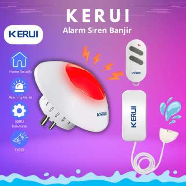 Alarm Rumah KERUI Strobe Sirine Wireless Indoor Alarm Sensor Banjir Waterproof 1 Sensor