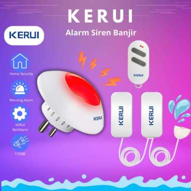 Alarm Rumah KERUI Strobe Sirine Wireless Indoor Alarm Sensor Banjir Waterproof 2 Sensor
