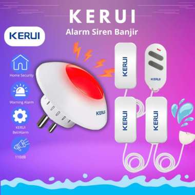 Alarm Rumah KERUI Strobe Sirine Wireless Indoor Alarm Sensor Banjir Waterproof 3 Sensor