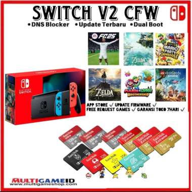 CFW Nintendo Switch V2 Console NEON +Games Ultra 128