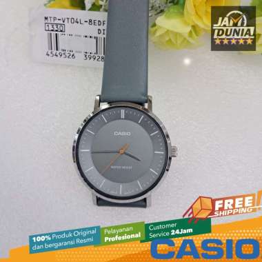 CASIO ORIGINAL - JAM WANITA CASIO ANALOG KULIT GREY MTP-VT04L-8EDF CASIO MTP VT04L 8E - JAM TANGAN P