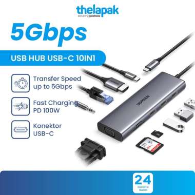 UGREEN USB Hub 10 in 1 Type C To HDMI 4K LAN RJ45 VGA Jack Audio 3.5mm USB A 3.0 SD Card