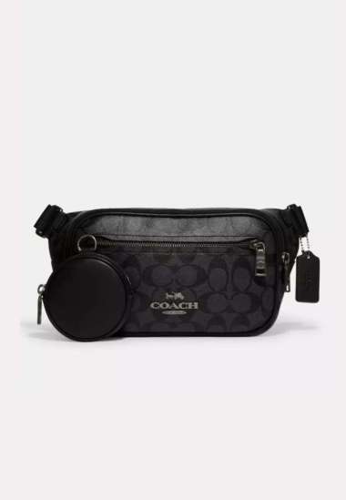 Coach Elias Belt Bag In Signature Canvas Charcoal