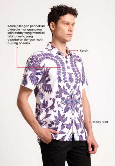 MANZONE - Kemeja Batik Lengan Pendek Pria Shaka Modern Fit - White White M