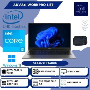 LAPTOP BARU ADVAN WORKPRO LITE INTEL CORE I3-1220P INTEL UHD RAM 8GB DDR4 SSD 256 14INCH FHD