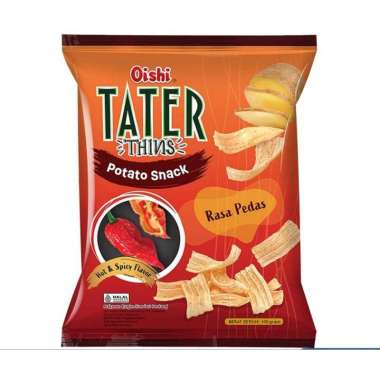 Oishi tater thins keripik kentang truffle / pedas 100 gram pedas