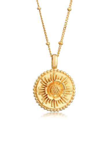 Elli Jewelry Perhiasan Wanita Perak Asli - Silver Kalung Lotus Flower Pendant Gold Plated