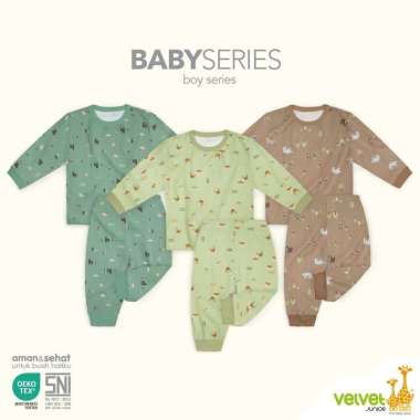 Velvet Junior Baby Series 3 Boy - Setelan Kancing Pundak Panjang+Celana Panjang M