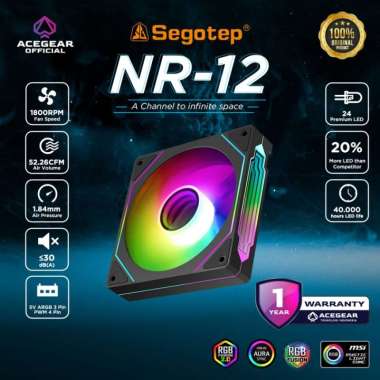 Segotep NR12 NR-12 Fan Casing ARGB PWM Infinity Mirror 1800RPM NR 12 Fan Case Black